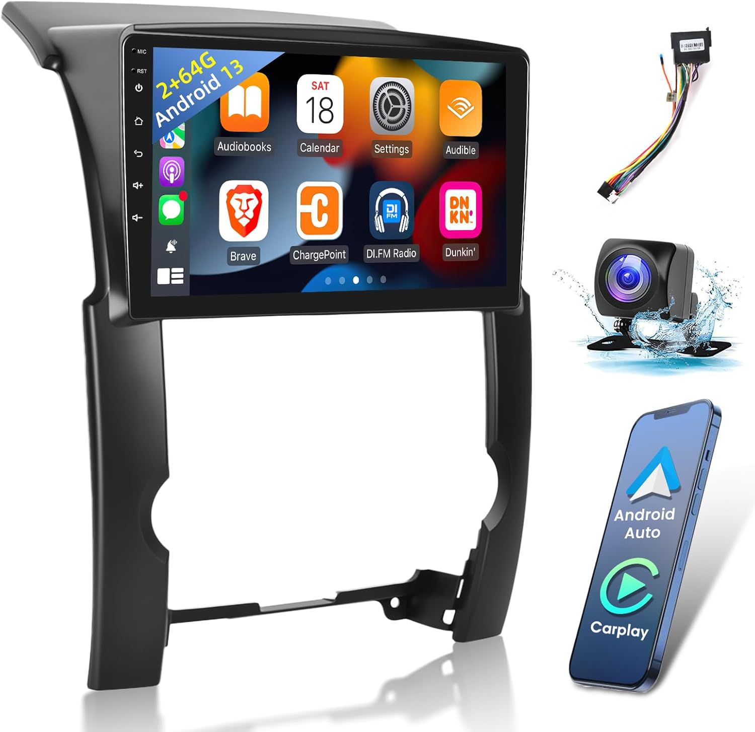 EKAT [2+64G] Car Radio for Kia Sorento 2009 2010 2011 2012, 10.1 inch Android 13 Touch Screen Sorento Stereo, Carplay/Android Auto/EQ Audio/SWC/Bluetooth/26 Ul Desktop Themes