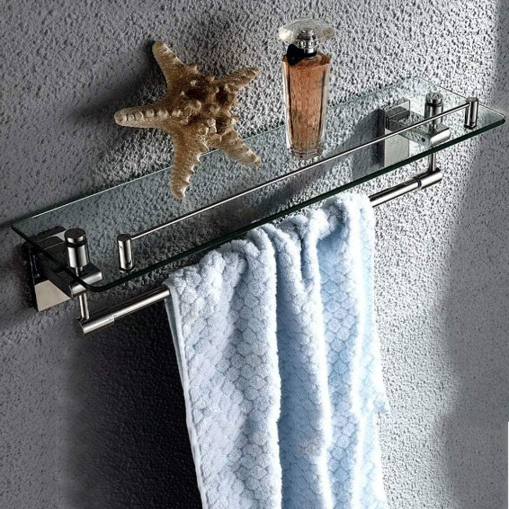 Bathroom Glass Corner Shelf with Towel Bar Wall Mount Extra Thick Tempered Glass Rack