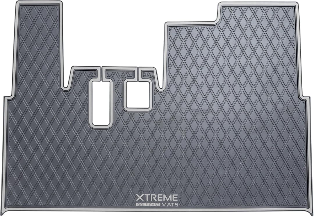 Xtreme Mats Rubber Floor Mat Compatible with Yamaha G19 - G22 Diamond Design Full Coverage Floor Mat Liner for Golf Carts - Grey Trim