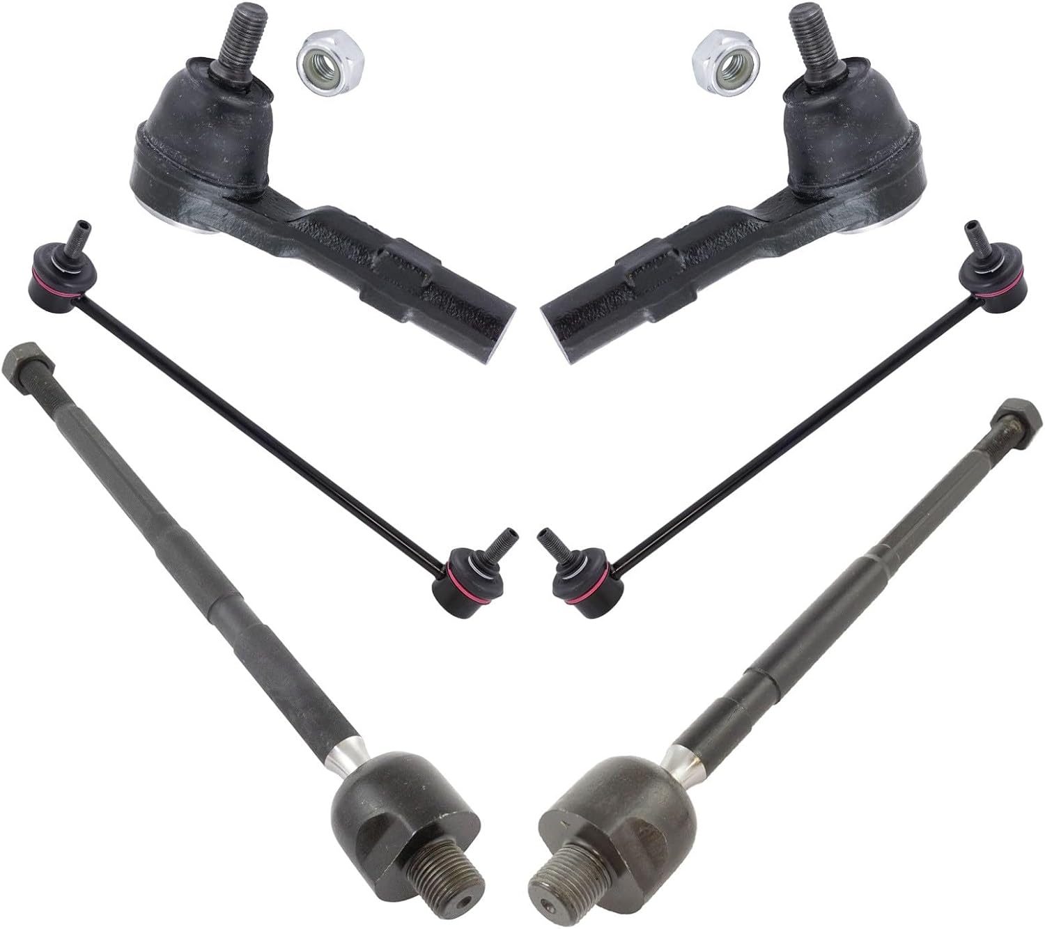 TRQ Front Steering & Suspension Kit Sway Bar Stabilizer Link Tie Rod Compatible with 2007-2008 Honda Fit