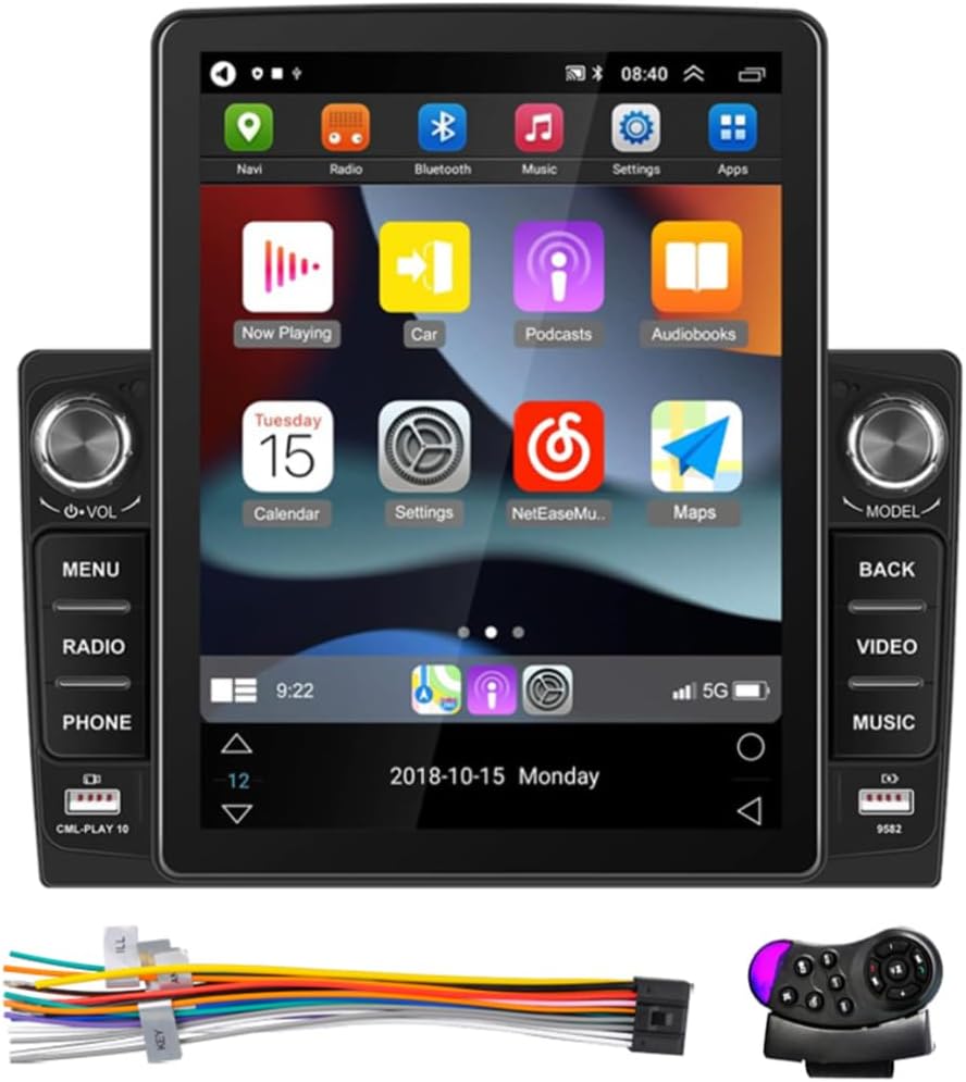 2Din Car Stereo Wired Carplay & Android Auto 9.5-inch Touch Screen Smart Voice Mirror Link Car Radio Bluetooth/FM/USB+SWC