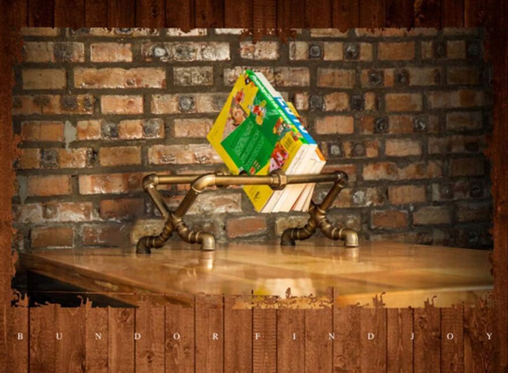 JHSLXD Vintage Bookshelf Loft Industry Water Pipe Shelf Creative Metal Wrought Iron Show Storage Rack L44W20H18CM,Retro Color