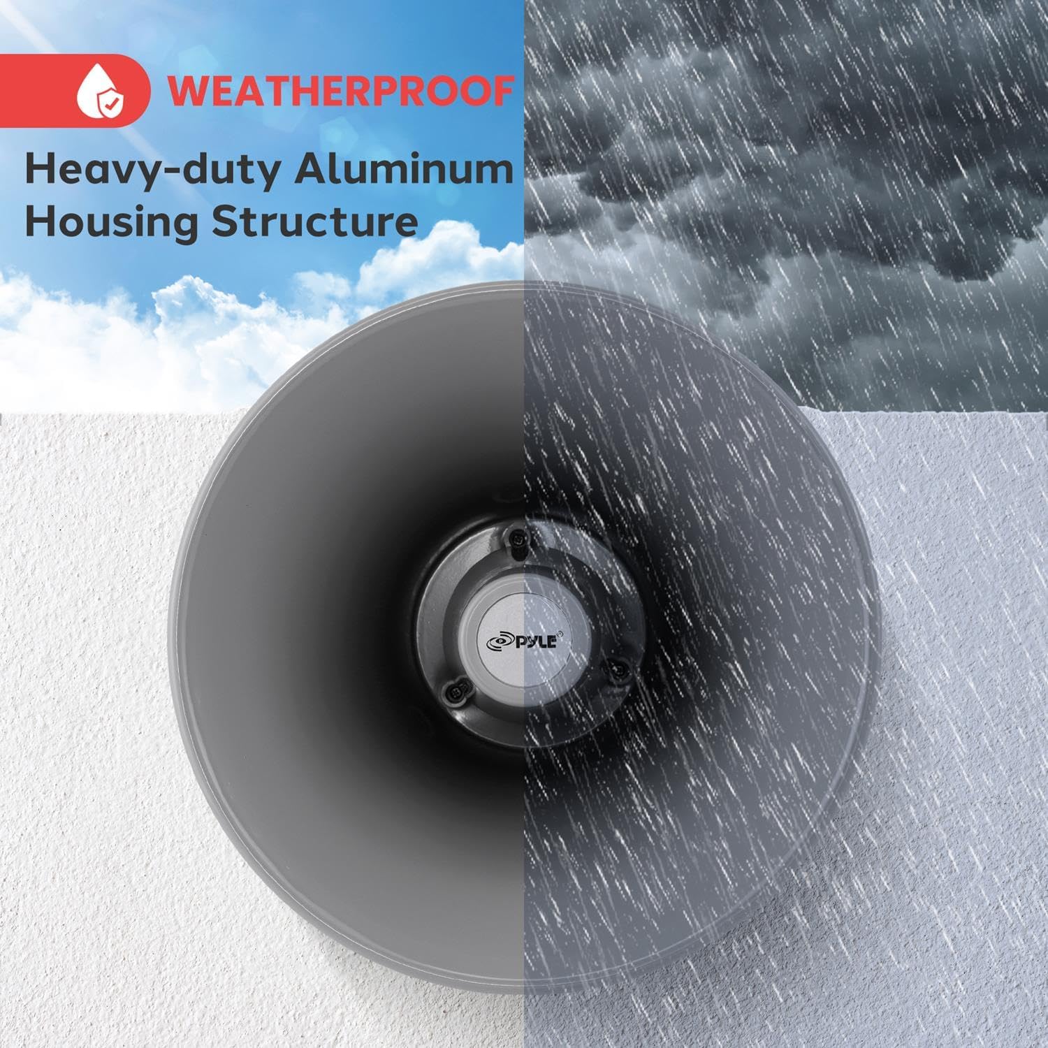 Pyle Indoor Outdoor PA Horn Speaker-11 Inch 30-Watt Power Compact Loud Sound Megaphone w/400Hz-5KHz Frequency,8 Ohm,70V Transformer,Mounting Bracket,For 70V Audio System-Pyle PHSP121T