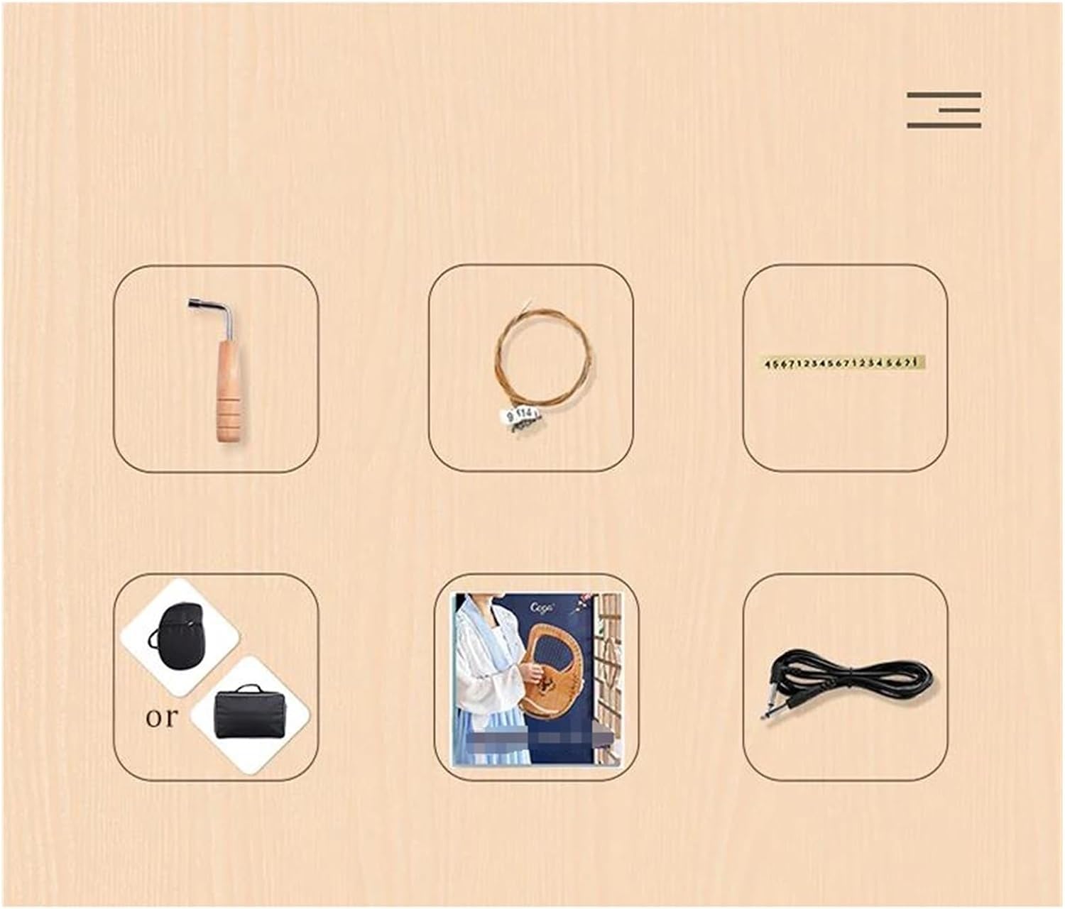 Lyre Harp Set 16 Strings Wooden Mahogany Harp Musical Instrument With Tuning Tool