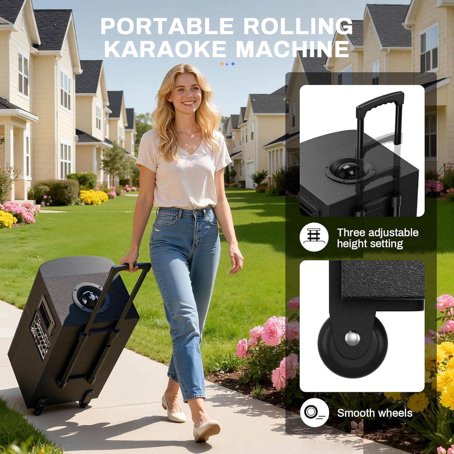 Karaoke Machine for Adults with 2 Wireless Microphones, Professional Portable Party Speaker with Disco Ball Lights, 480W Peak Power, 8