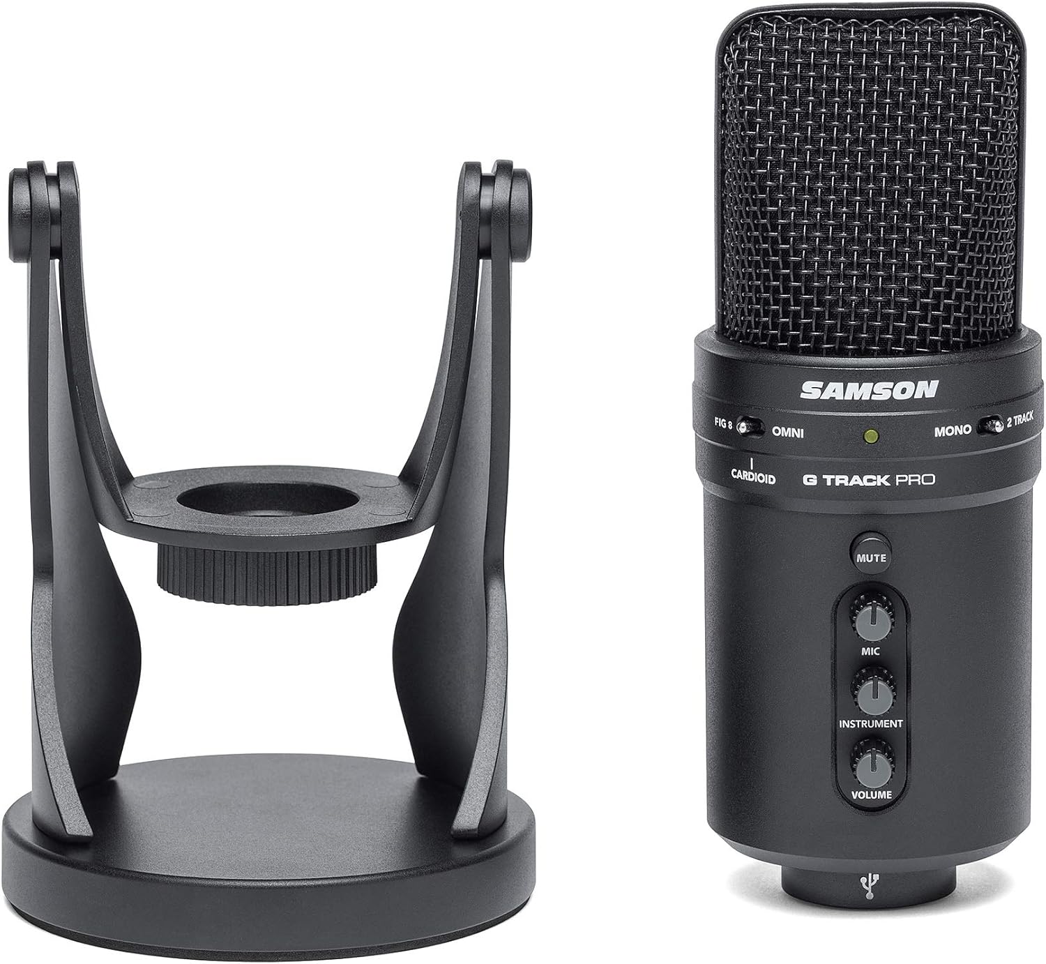 Samson G-Track Pro Studio USB Condenser Microphone Mic+Built in Audio Interface Bundle with Rockville iUSB USB-A to Lightning Adapter Dongle USB (2 Items)