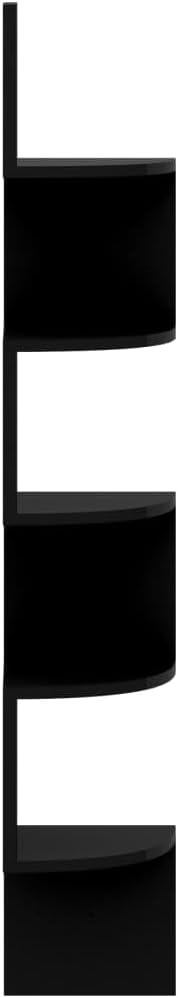 Black High-Gloss Corner Floating Shelf 7.5x7.5x48.4 in Tall Narrow Wall Mount Display Ladder for Living Room Bedroom Bathroom Modern Storage Decor