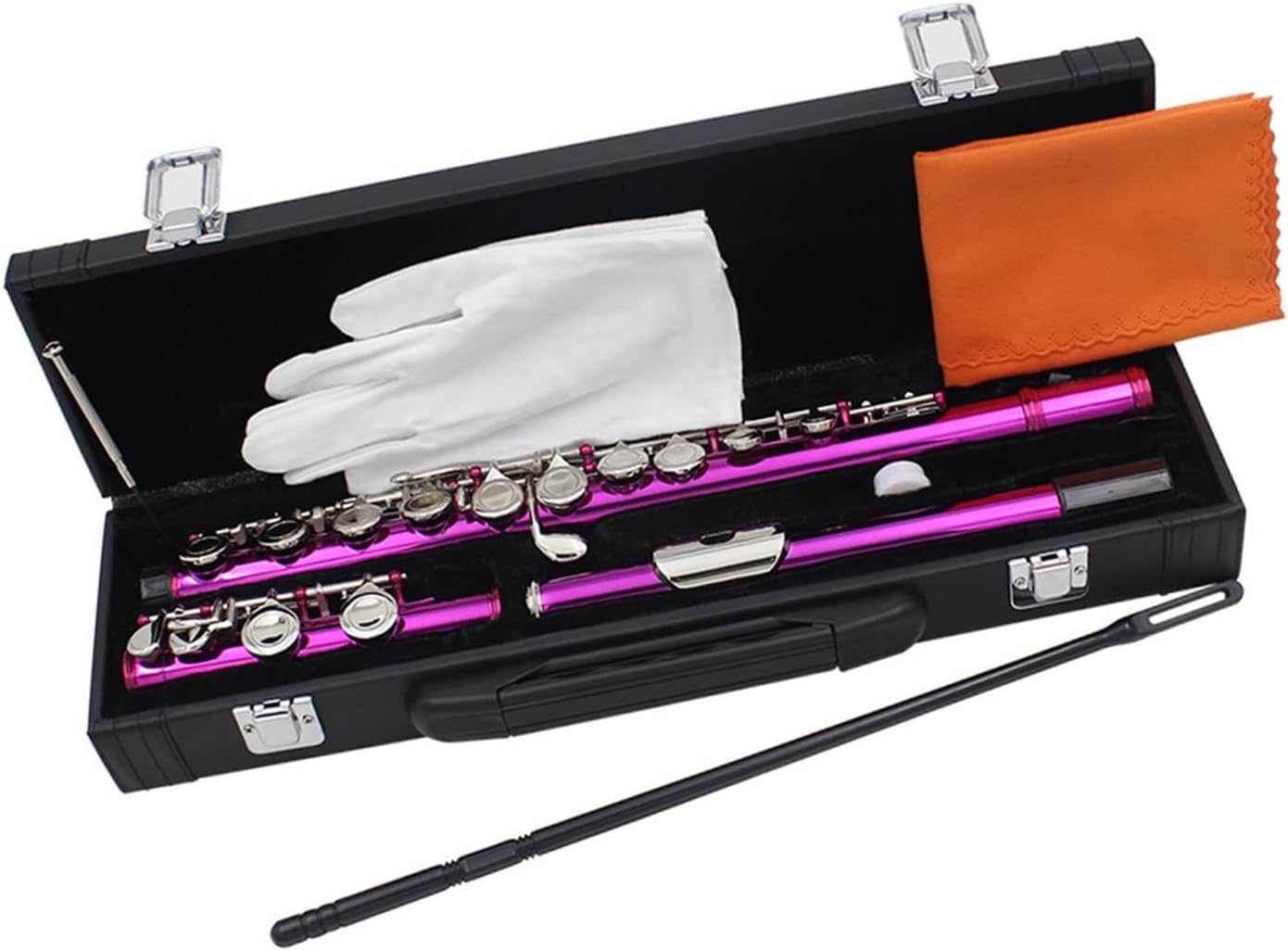 Flute 16 Holes C Tone Flute with E Key Woodwind Instrument Closed Key Cupronickel Tube Flute with Box Flutes Musical Instruments