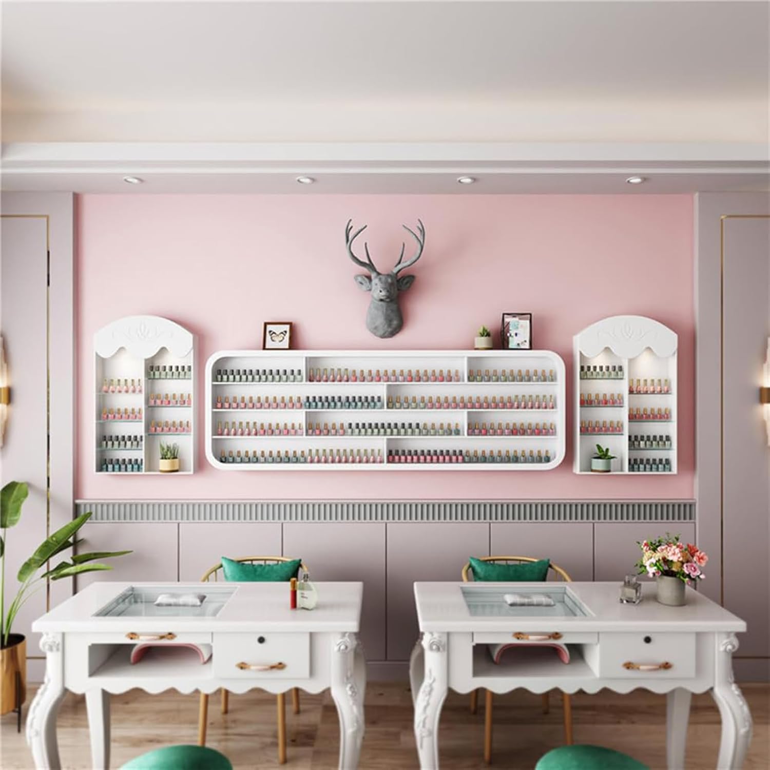 Light Luxury Four-Tier Nail Polish Display Rack, Wall-Mounted Perfume Organizer, Space-Saving Storage, Durable Nail Polish Display Rack for Salon Beauty,1.0m/39.4in