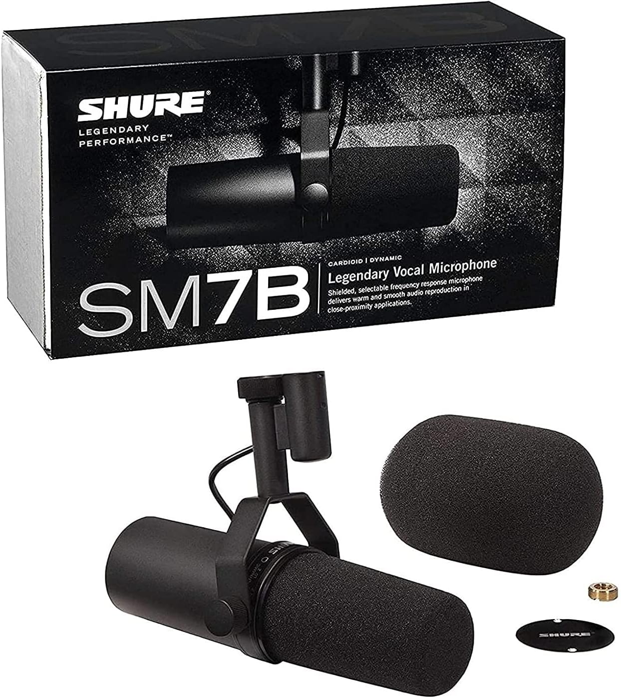 Shure SM7B Vocal Dynamic Microphone for Broadcast, Podcast & Recording, XLR Studio Mic, Detachable Windscreen - Black & Shure SRH440A Over, Adjustable & Collapsible Design - 2022 Version