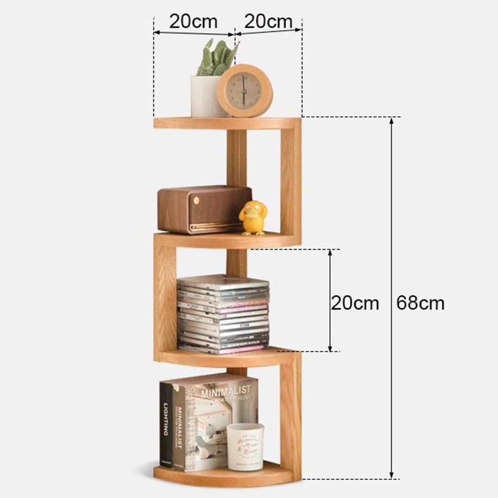 Oak Wood Corner Shelves - 4 Tier Corner Shelf Wall Mount Rustic Wooden Floating Shelves for Corner Plant Stand, Corner Bookshelf, Bedroom Living Room Bathroom Kitchen Office Apartment Decor