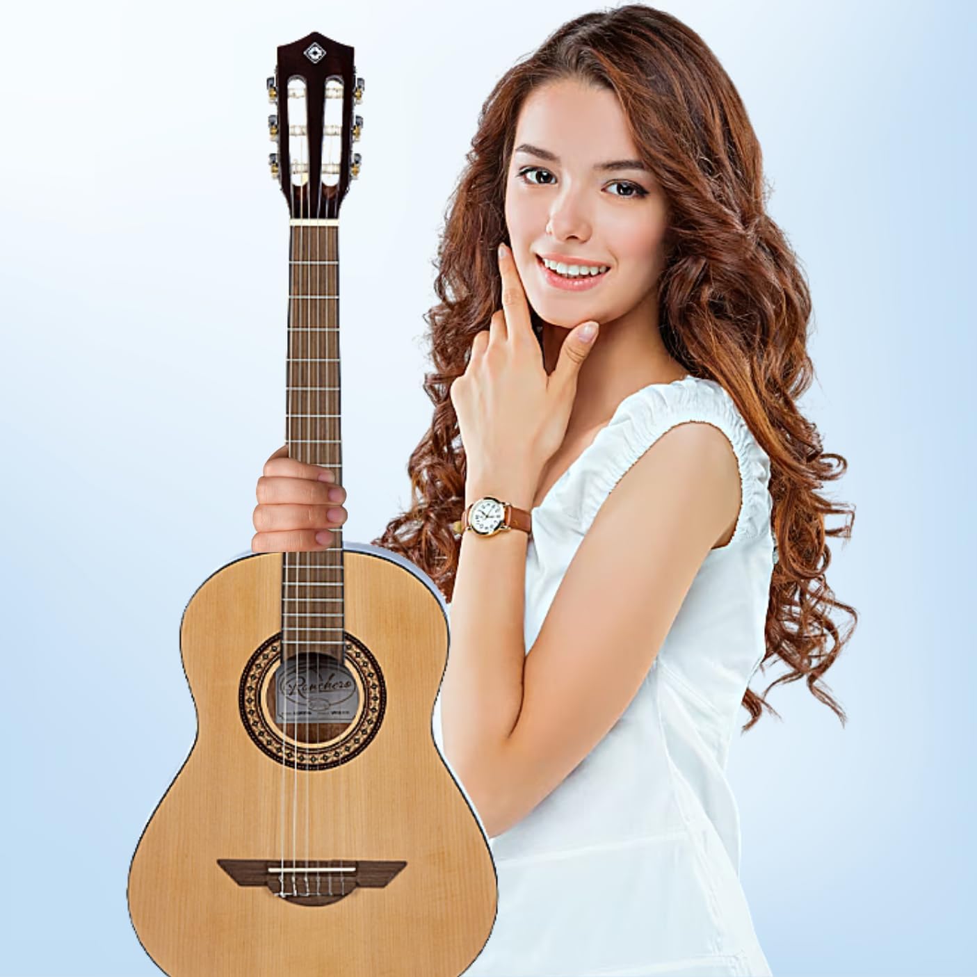 H. Jimenez 6 String Acoustic Guitar, Right, Tan (LGR75N)