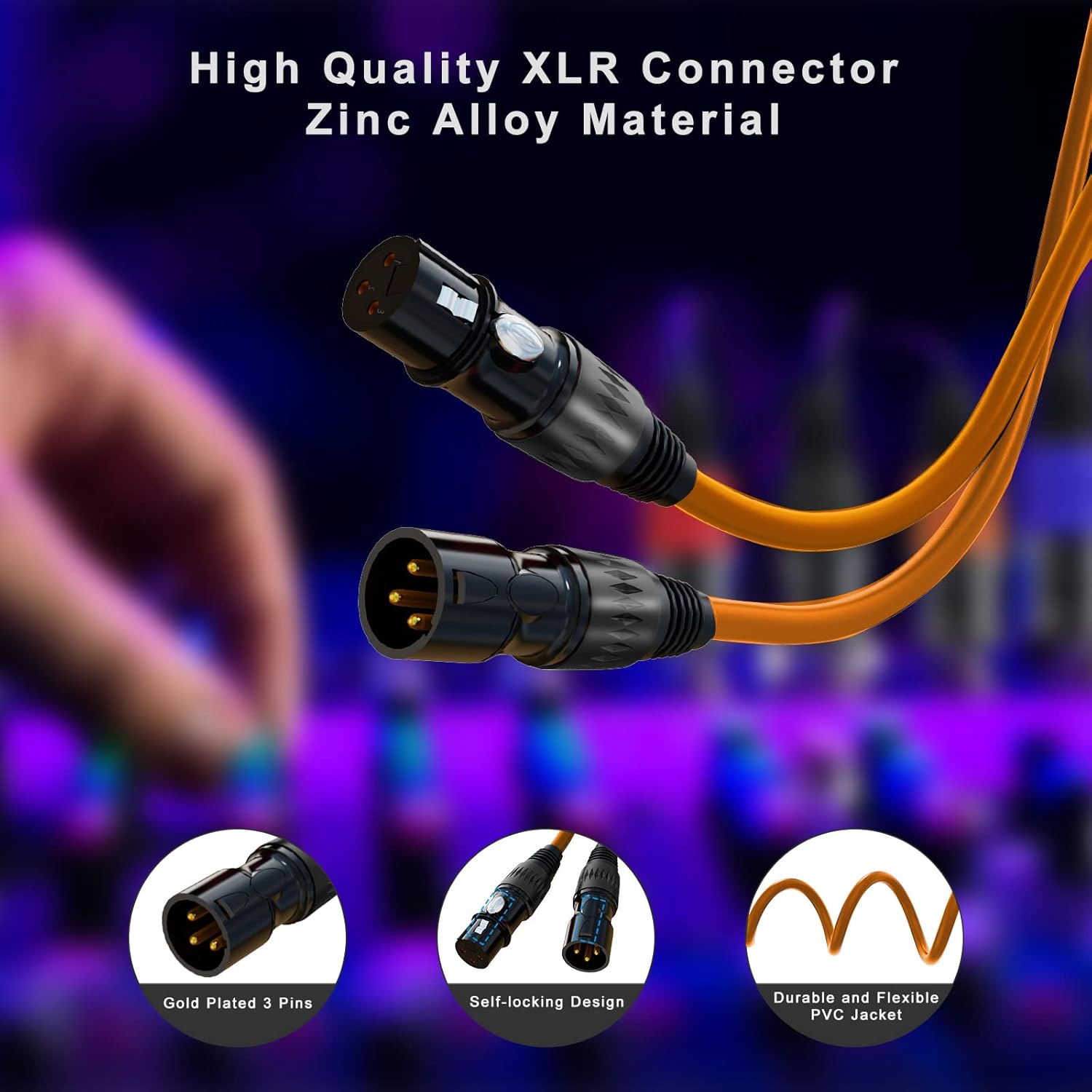 XLR Cables, Microphone Cable Male to Female 25ft 6Pack, XLR Speaker Cable Gold-Plated 3-Pin for Microphone, Mixer, Recording Studio- 25 Feet, 6 Color Pack