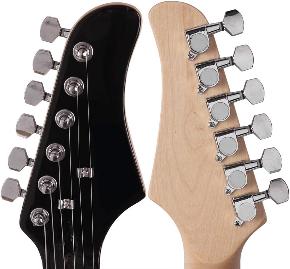 39 Inch Beginner Electric Guitar Kit, Full Size Electric Guitar,Complete Electric Guitars Set with Bag, Shoulder Strap, Power Wire, Wrench Tool,Tremolo Arm and Picks,Black and Dark Blue