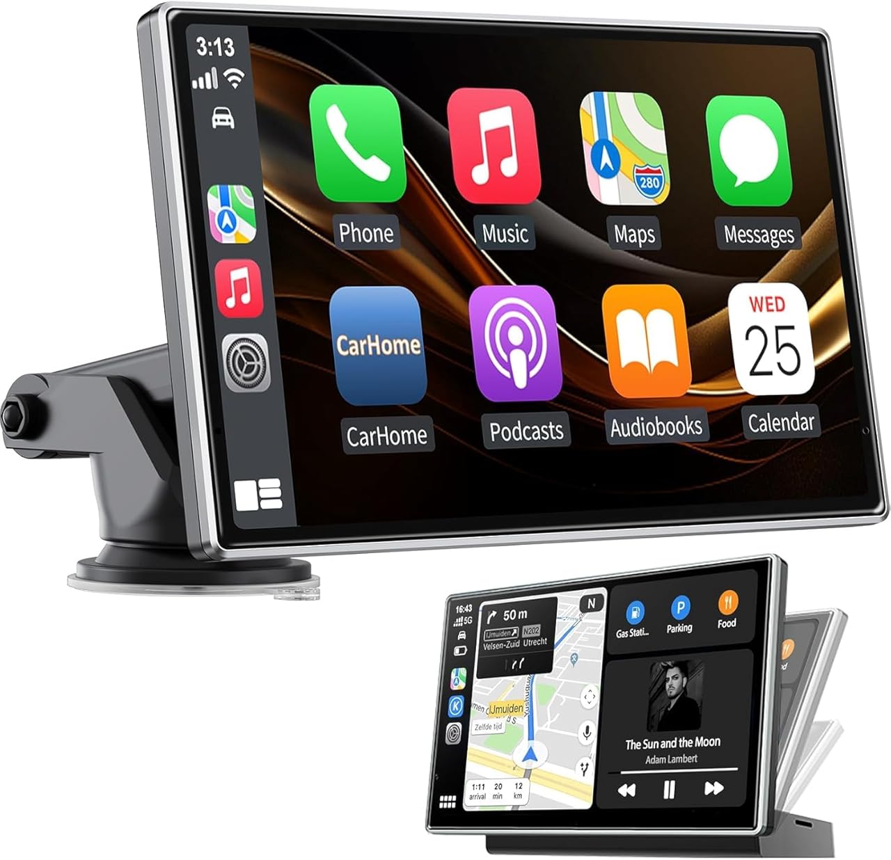 7'' Carplay Screen for Car, Portable Wireless Carplay & Android Auto Car Play Screen for Cars, Trucks, SUVs