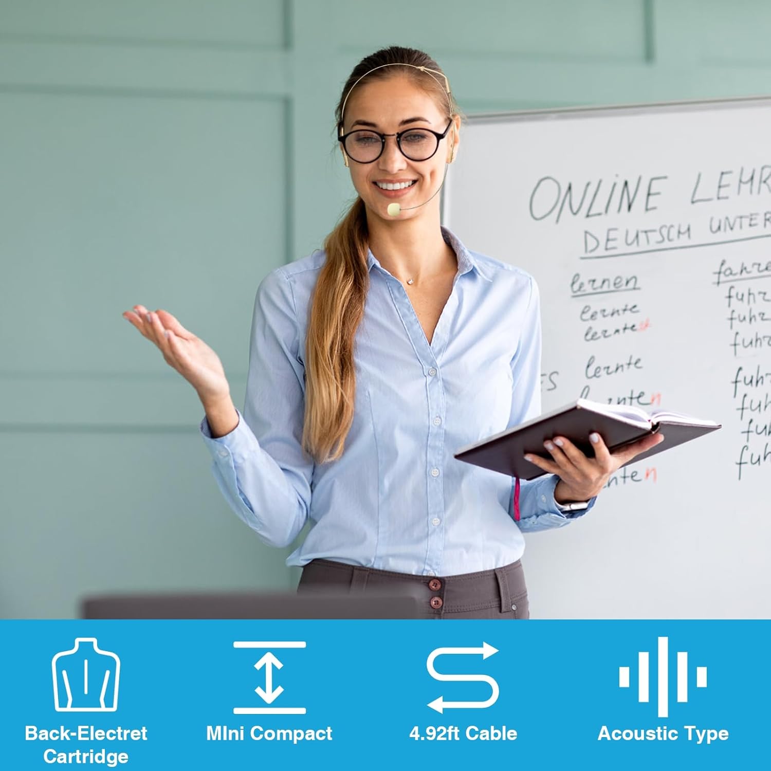 10 Pack Headset/Headworn Microphone Double Over Ear Earset Micophone for Singing Hands-Free Head Hanging Condenser Omnidirectional Mic for Shure,4 Pin Mini XLR,1.5M Cable,Windscreen