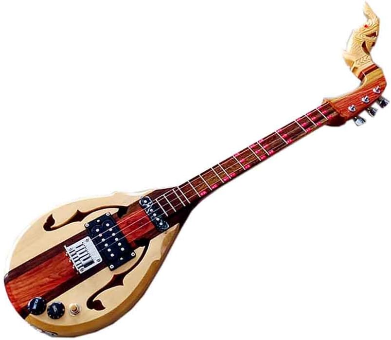 Isarn Acoustic Electric Phin 3 Strings, Thai Lao Guitar Musical Instrument, Traditional Thai Musical Pin67