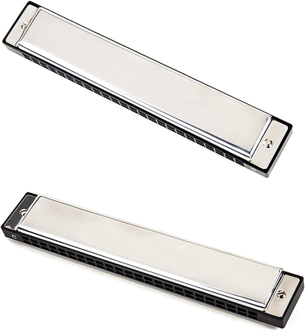 SUOFEILAIMU Tremolo Harmonica 24 Hole 48 Tone Mouth Organ Instrumentos Wood Wind Tremolo Key C Musical Instruments Beginner (Color : Silver)