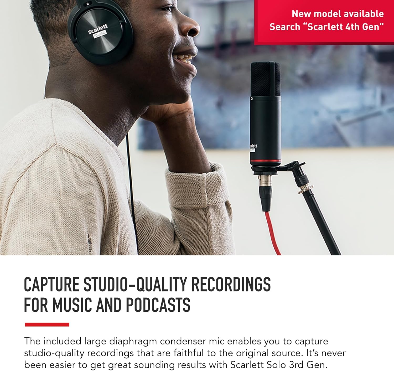 Focusrite Scarlett Solo Studio 3rd Gen USB Audio Interface Bundle for the Guitarist, Vocalist or Producer with Condenser Microphone and Headphones for Recording, Songwriting, Streaming and Podcasting