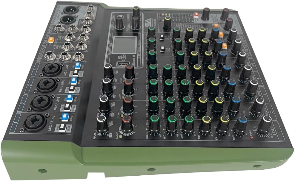 Seismic Audio - Slider10-10 Channel Mixer Console with Bluetooth, USB and Effects