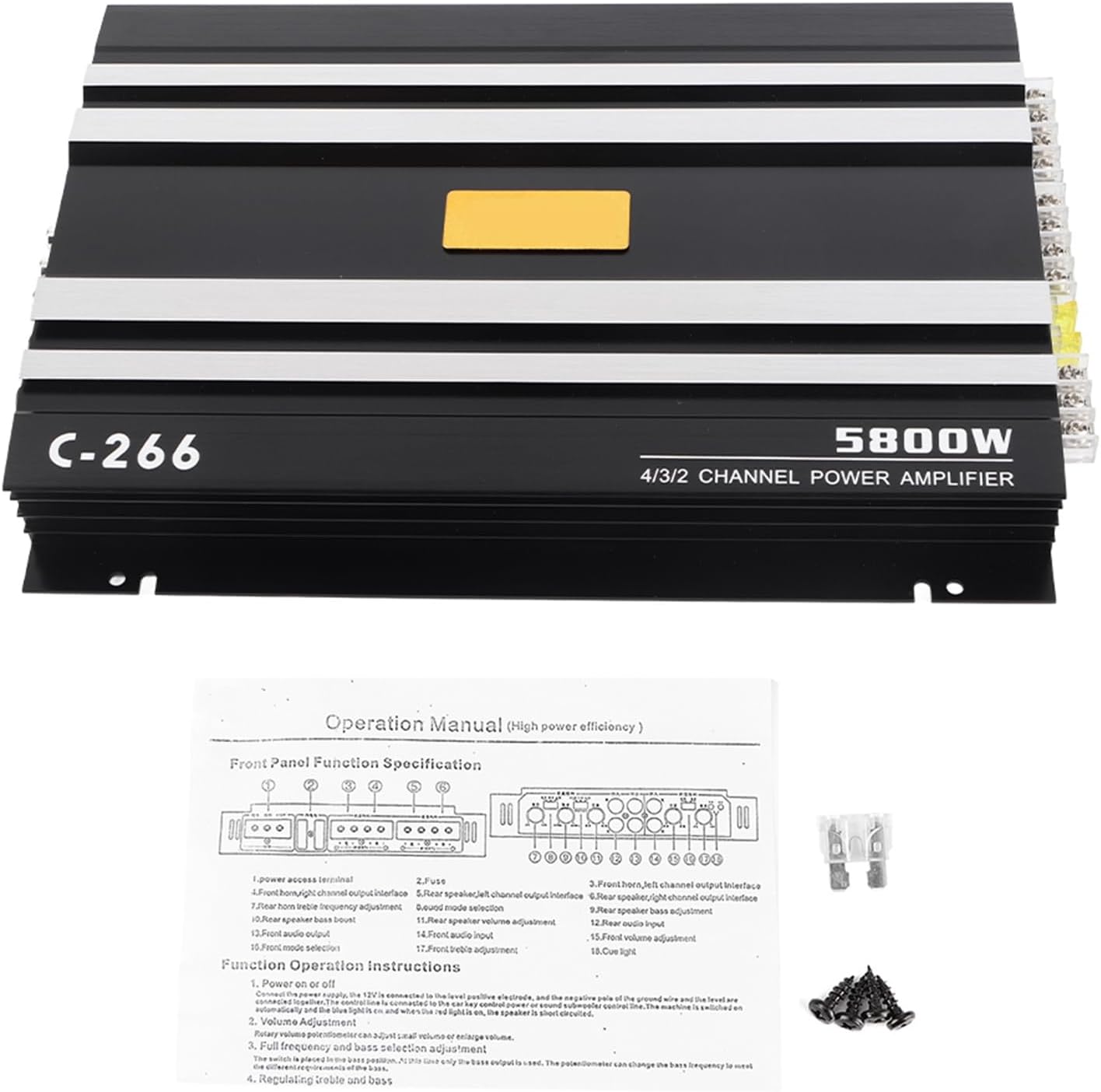 Stereo Amplifier, Car Audio Booster, 12V 5800W Truck Speaker System Amplifier, Compatible with Universal Car Audio Speakers, Vehicle Sound Amplification Module