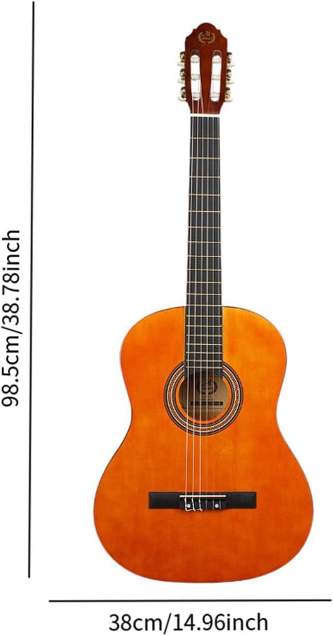 39 inch Acoustic Guitar for New Players 6 Strings Music Instrument for Kids, Orange