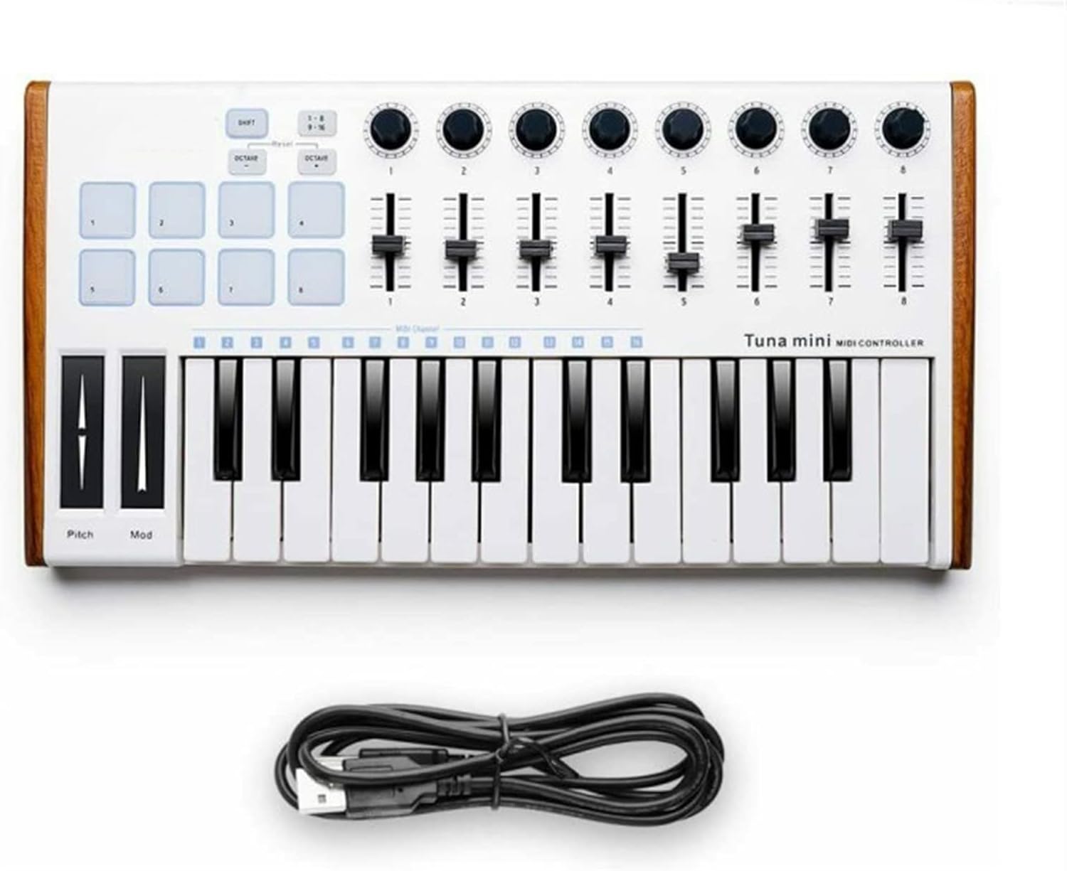 Keyboard Piano 25 Keys USB MIDI Keyboard Controller 8 RGB Backlit DJ Pianos