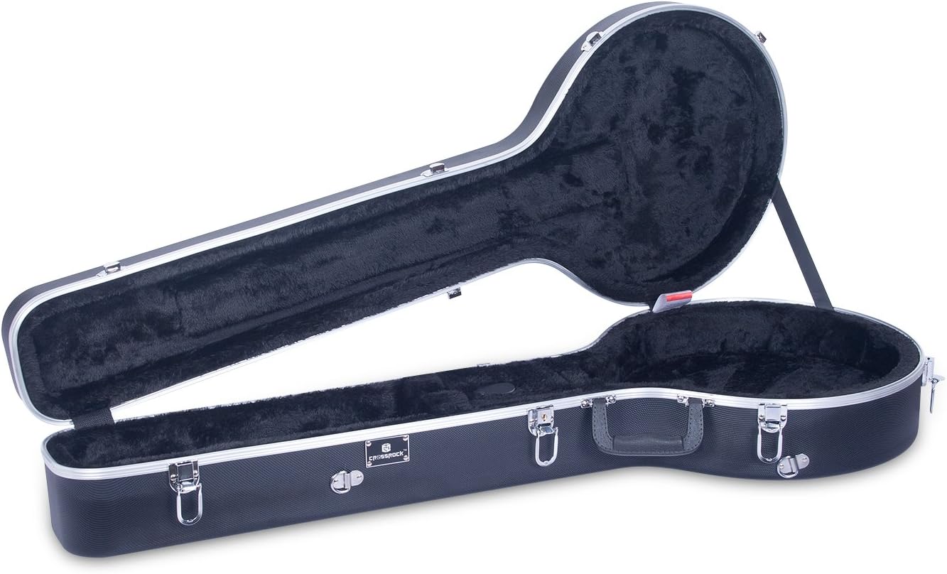 Crossrock CRA860BJBK ABS Molded Hardshell Banjo Case,Backpack Style,For 5-string Resonator/Gibson Tenor Banjo, Black