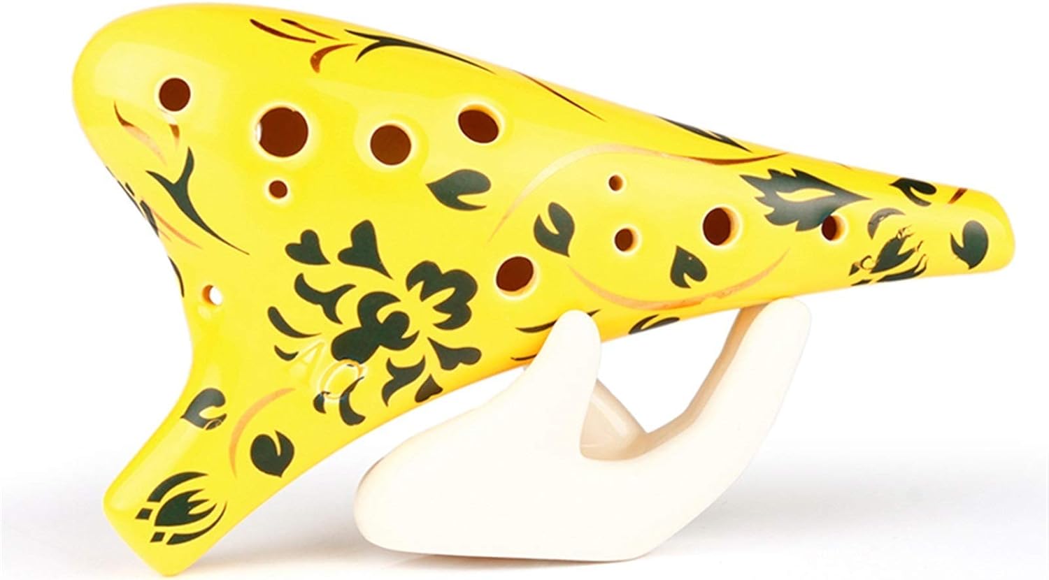 12 Holes C Key Ocarina White/Yellow with Blue Flower Musical Instruments Chinese Element Woodwind Instrument Flute (Color : White Ocarina)(Yellow Ocarina)