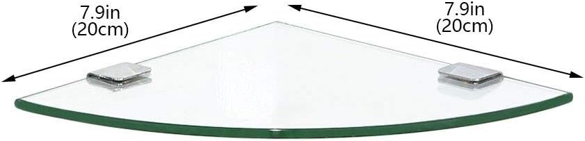 VIDI Shower Shelf, 20cm Clear Triangle Bathroom Glass Drilling Wall Hanging Corner Organizer Storage Shelves