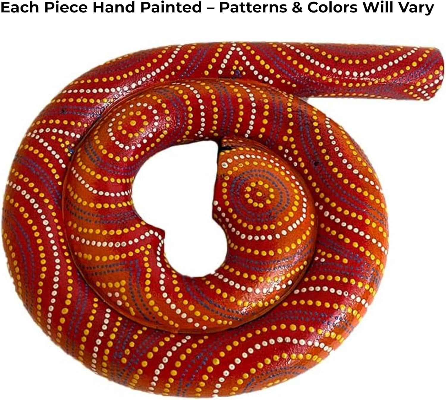 Didgeridoo Instrument – Spiral Shaped Solid Mahogany Travel Didgeridoo – Hand-Painted Aboriginal Style by JIVE, Professional Resonant Tone for Sound Therapy & Circular Breathing (Spiral, Multi Color)