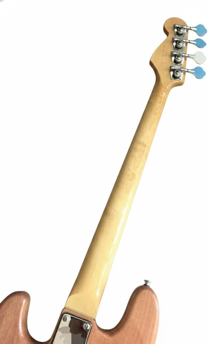 Electric Bass Guitar Natural Solid Mahogany Body PJ Pickups Fretless & Fretted Options(Fretless)