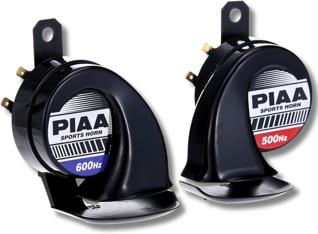 PIAA 85112 Universal Loud Horn for Car Truck Motorcycle SUV UTV ATV Van Sports High Tone 500hz + 600hz 115dB Truck Horns for Pickups Replacement Kit (Pack of 2)