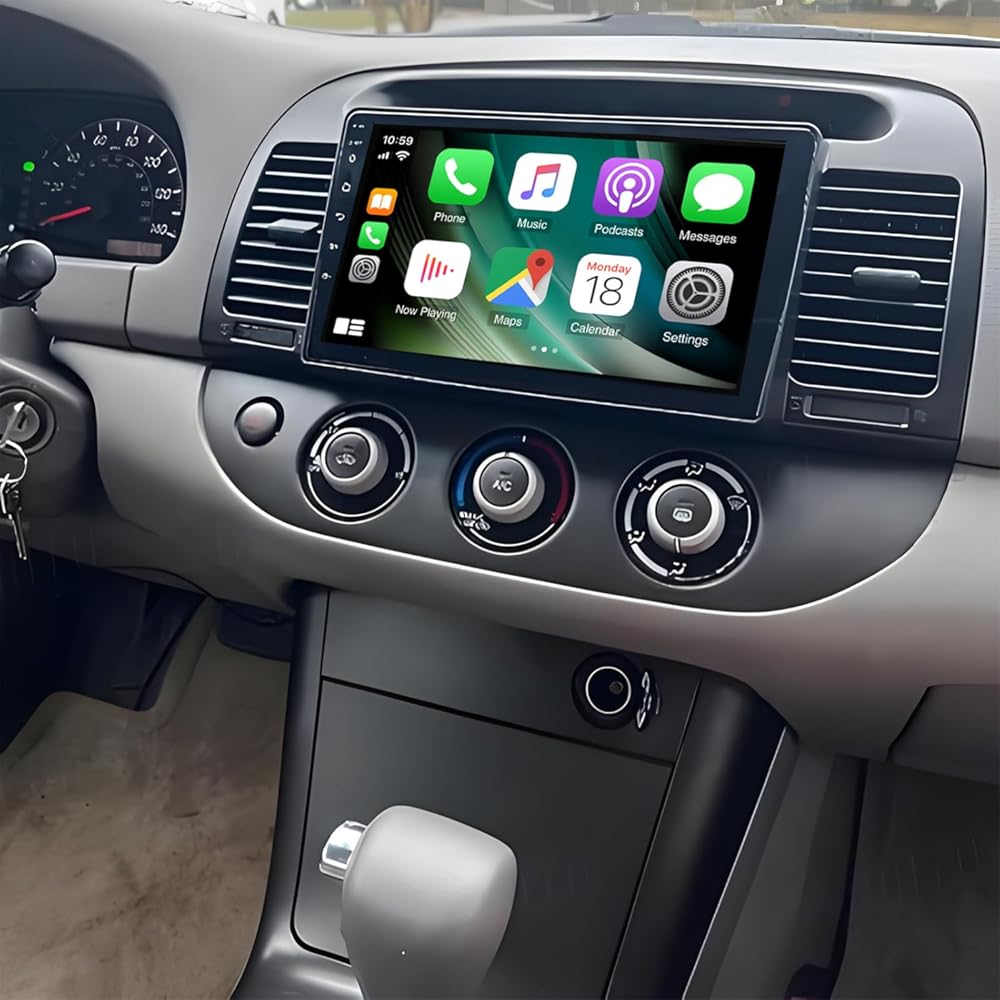 9 Inch Car Stereo for Toyota Camry 2000 2001 2002 2003 2004 2005 2006, Android 13 Car Radio with Wireless Carplay/Android Auto Support GPS FM Navi Bluetooth WiFi Backup Camera Mic 4+64G