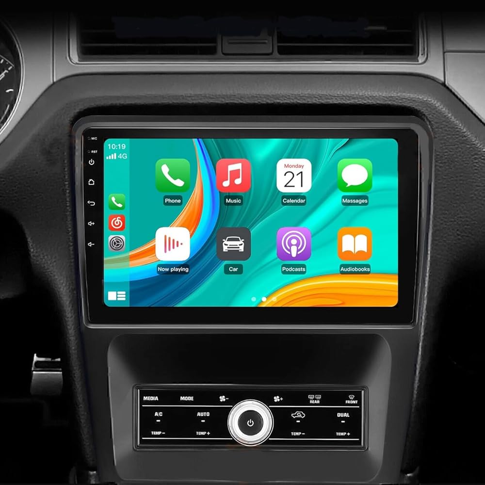 Android 13 Car Stereo for Ford Mustang 2010 2011 2012 2013 2014, 10 inch Radio for CarPlay Wireless Android Auto, Head Unit with GPS WiFi Bluetooth FM SWC Split Screen + Backup Camera (2+32GB)