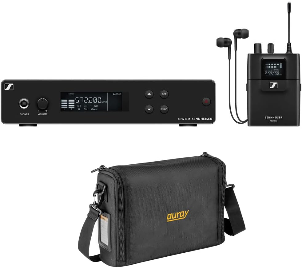 Sennheiser XSW IEM SET Stereo In-Ear Wireless Monitoring System A: 476 to 500 MHz (509146) Bundle with Auray Carrying Bag for Wireless System