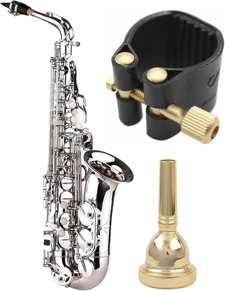 Saxophone Sax Eb Be Alto E Flat Brass and Alto Saxophone Ligature Mouthpiece and Trombone Mouthpiece