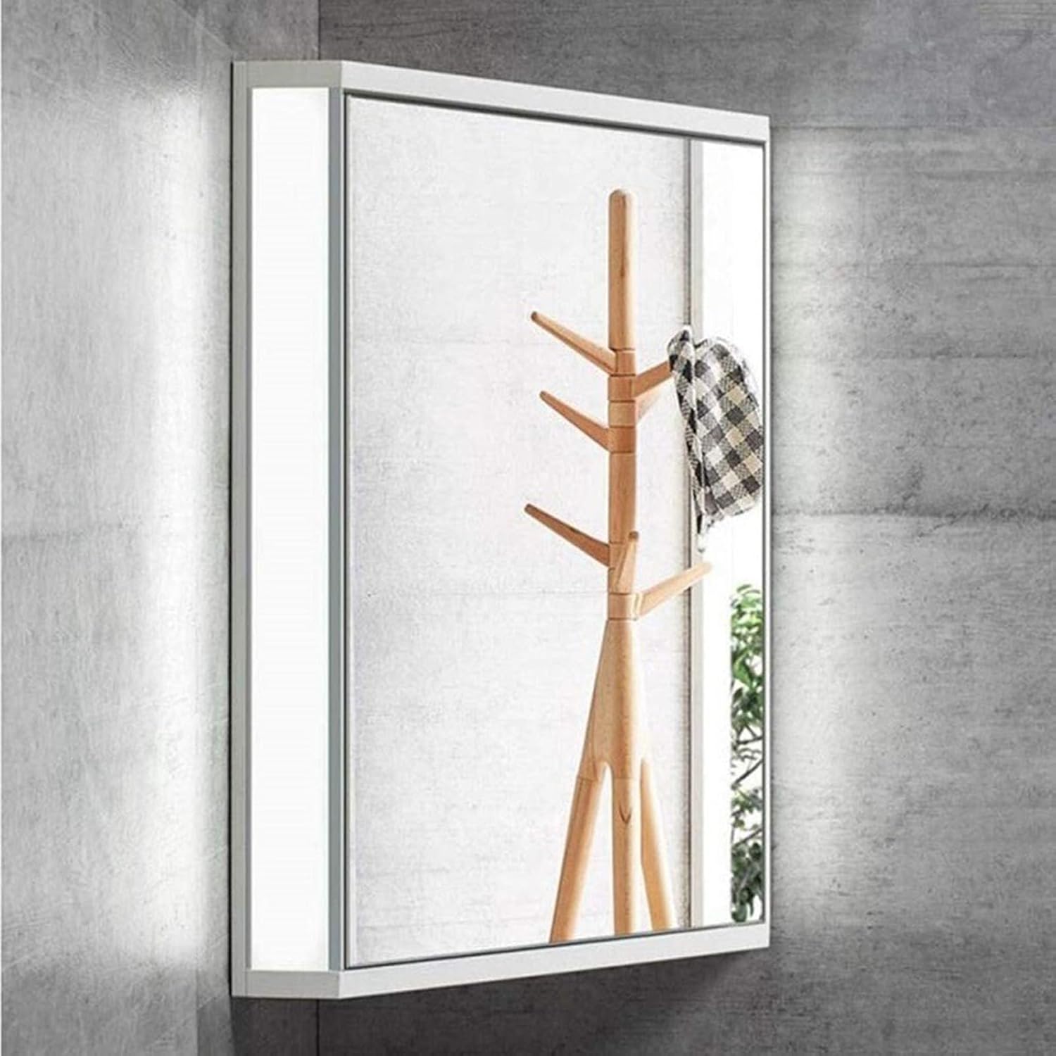 Bathroom Corner Medicine Cabinet W/Mirror White Wall Mount Triple Shelf Storage Hanging Cabinet - Kitchen Storage Multipurpose