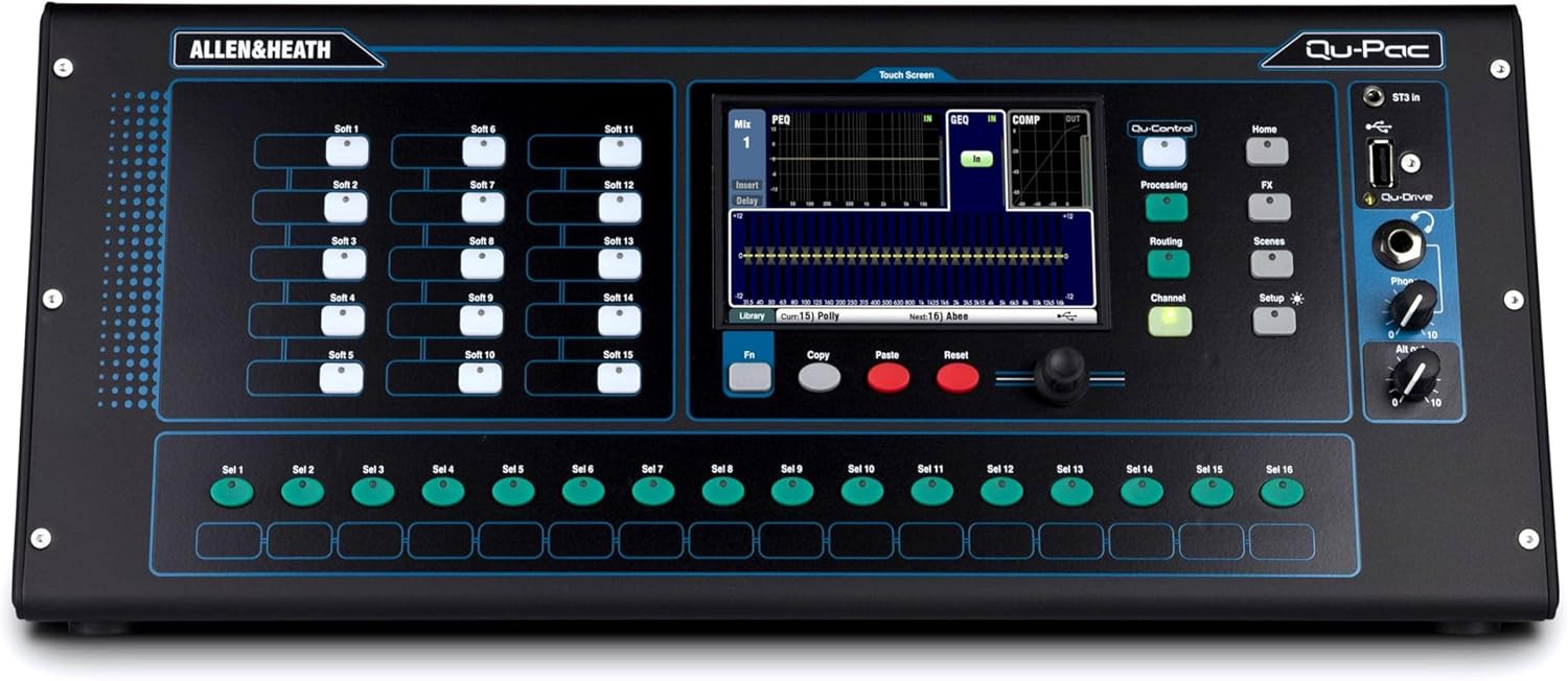 Allen & Heath QU-PAC 16-In/12-Out Ultra Compact Digital Mixer with Touchscreen Control,Black