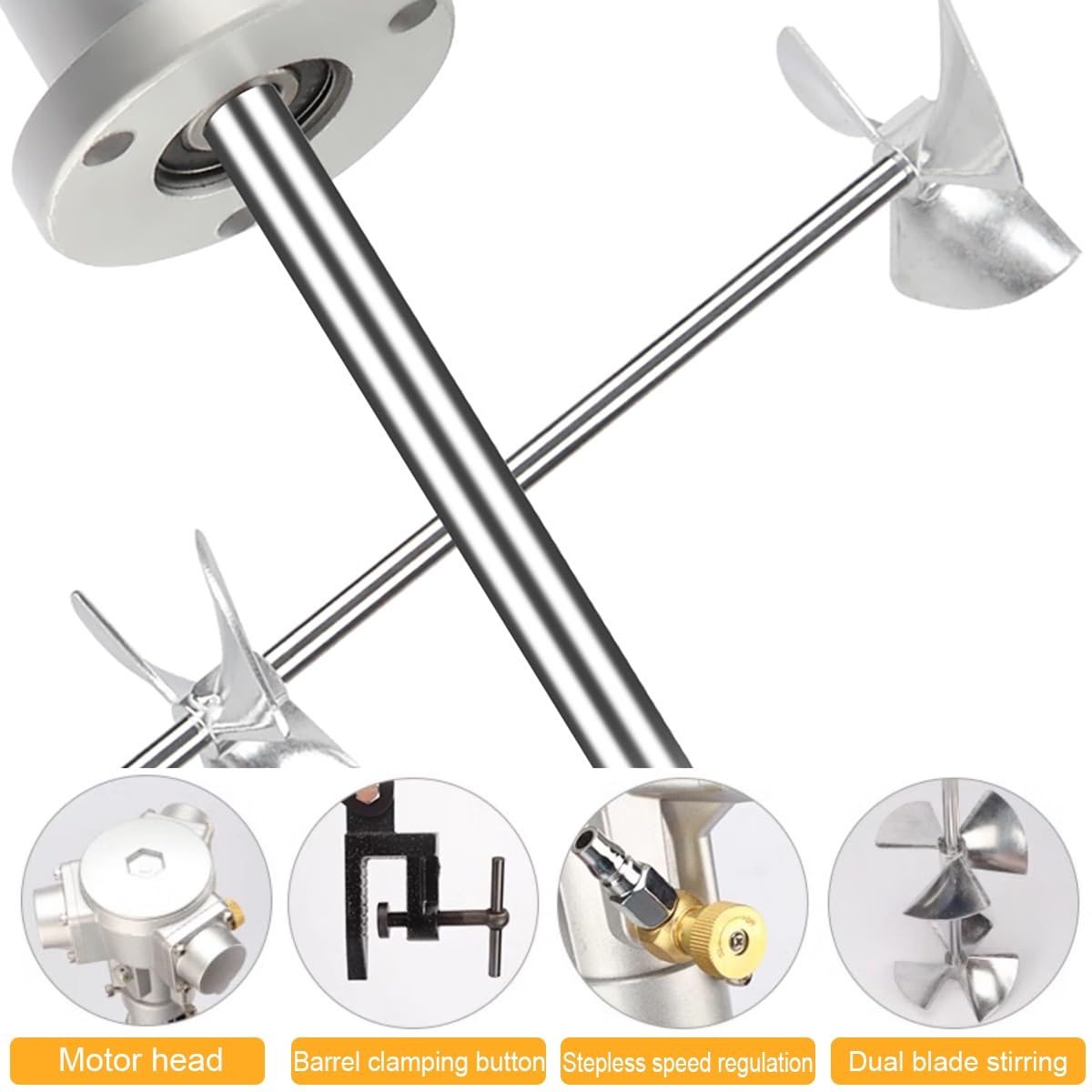 55 Gallon Pneumatic Mixer Air Powered Drum Stirrer, Automatic Paint Stirring Machine, Industrial Pneumatic Mixing Machine, for Paint, Fluids, Manufacturing, Labs, Industrial Use(50 Gallon)