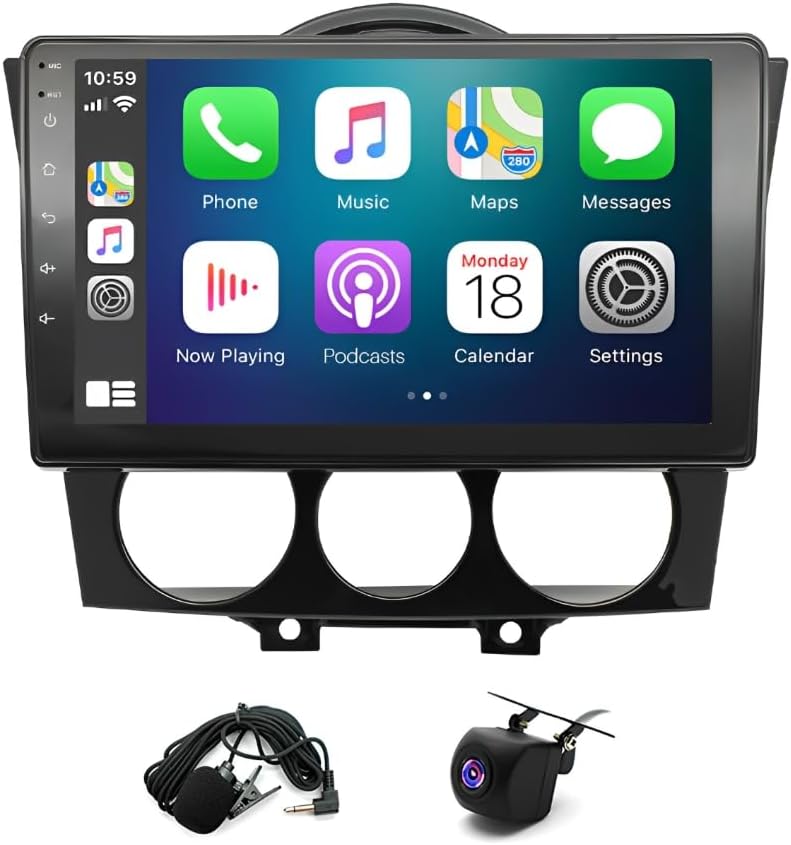 9 Inch Android 13 Car Stereo Radio for Maz-da RX-8 2003-2008, Car Audio Receivers with Carplay Touchscreen GPS Navigation Android Auto Support Mirror Link Bluetooth WiFi Backup Camera Mic 2G+32G