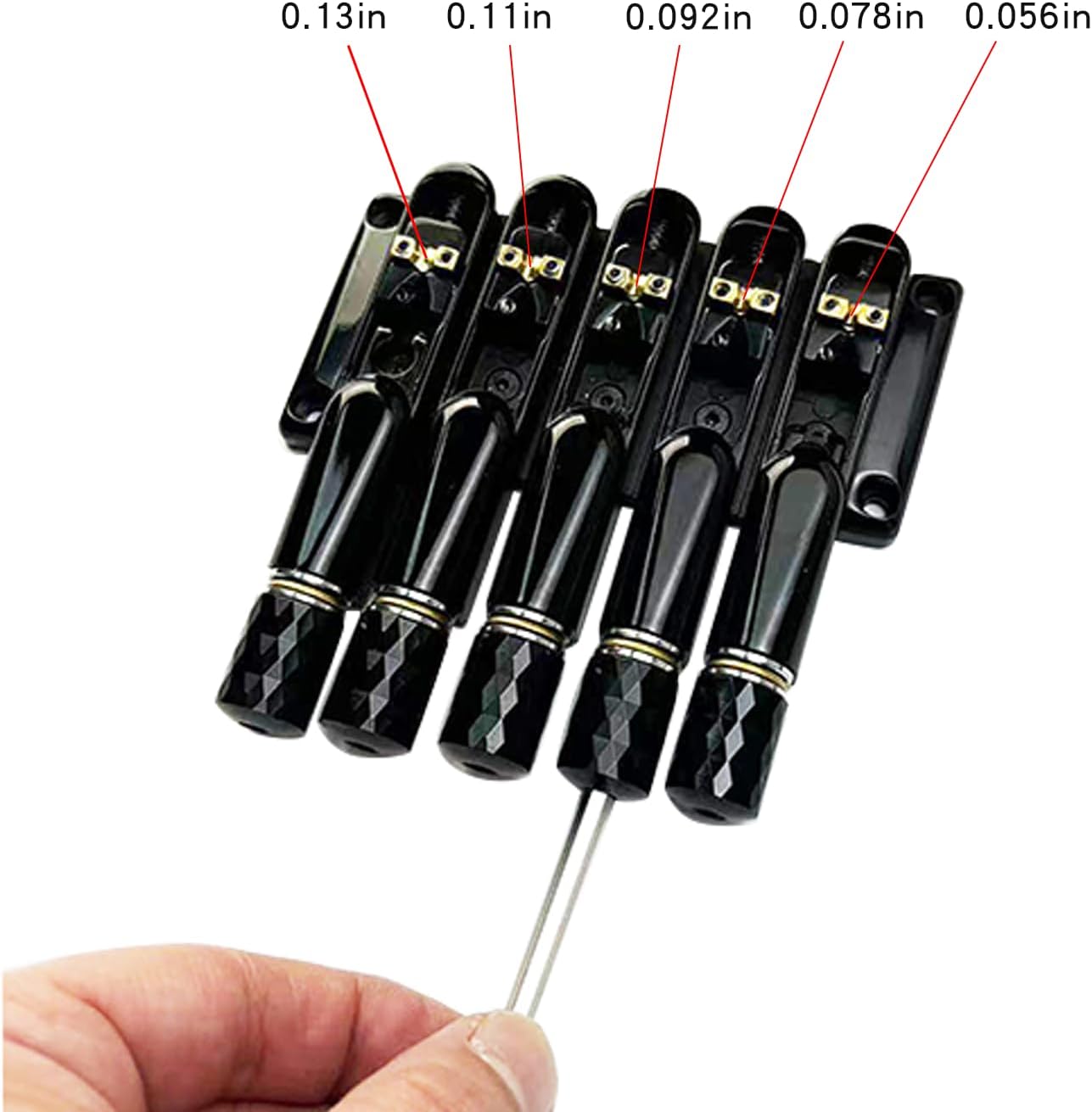 Black Headless Electric Bass Bridge 5 String Bass Bridge with Brass Saddles Bass Parts Replacement for 5 String Headless Bass