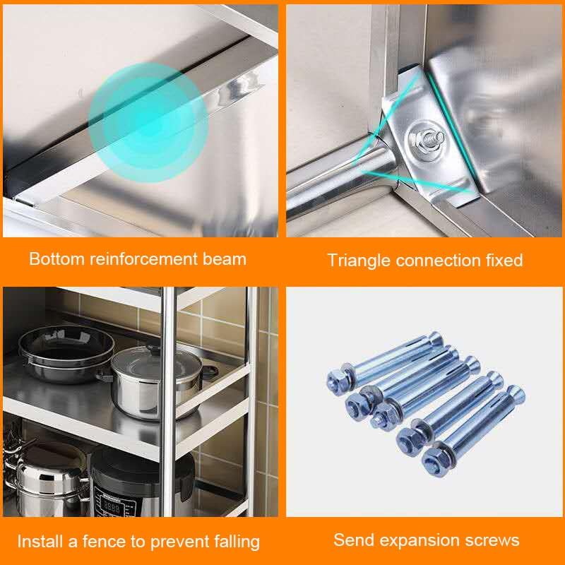 Stainless Steel Wall Mount Floating Shelving Catering Storage Shelf, Multifunctional Serving Shelf Oven Storage Organizer, 2 Tier Metal Shelving Kitchenware Rack Microwave Rack, Garage Storage Shelf