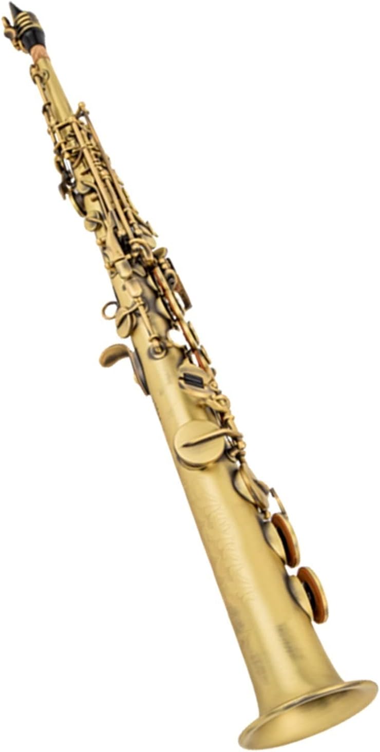 Brass Straight Sax Saxophone Bb B Flat Woodwind Instrument Natural Shell Key Carve Pattern