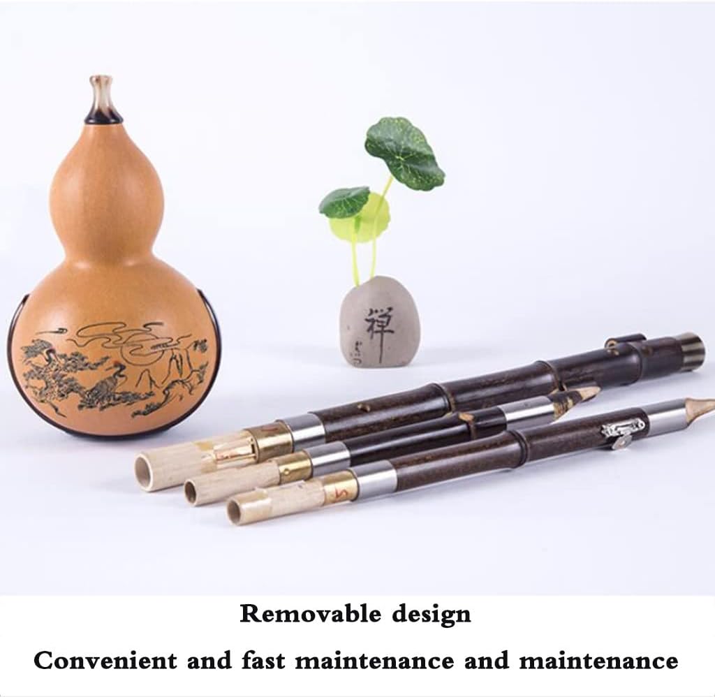 Flutes Musical Instruments Cucurbit Hulusi Gourd Flauta Hulusi Tone Hulusi Folk Musical Instrument Gift for People Who Love Music (Color : Brown, Size : G-Key)