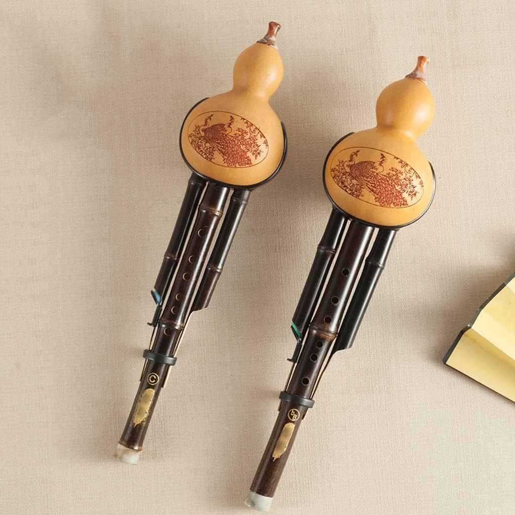 Mobkid Hulusi Musical Instrument Anti-Fall Cucurbit Musical Instrument Wind Instrument Practice for Beginners and Adults (Color : Yellow, Size : C-Key)