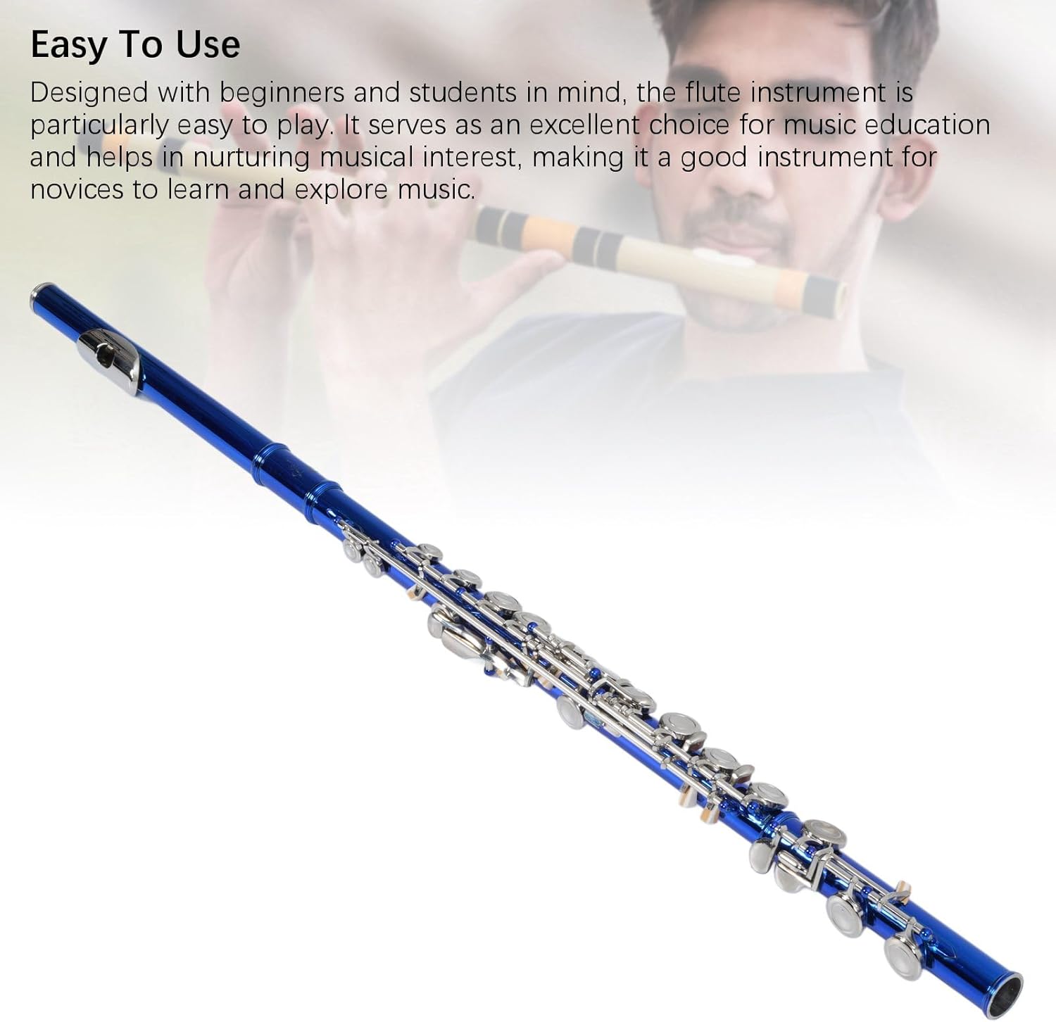 C Flute Cupronickel Closed Hole 16 Holes Flute for Beginner and Student Bright Sound with Tuning Rod Cleaning Kit Portable Bag Gloves