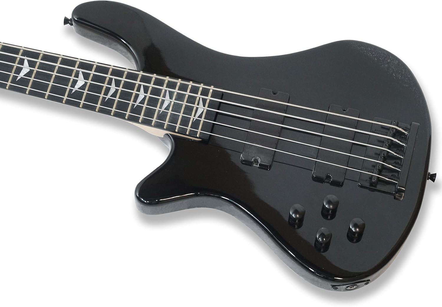 Tario Black Left-handed 5 String Electric Bass, Bolt-on Maple Neck, Poplar Body