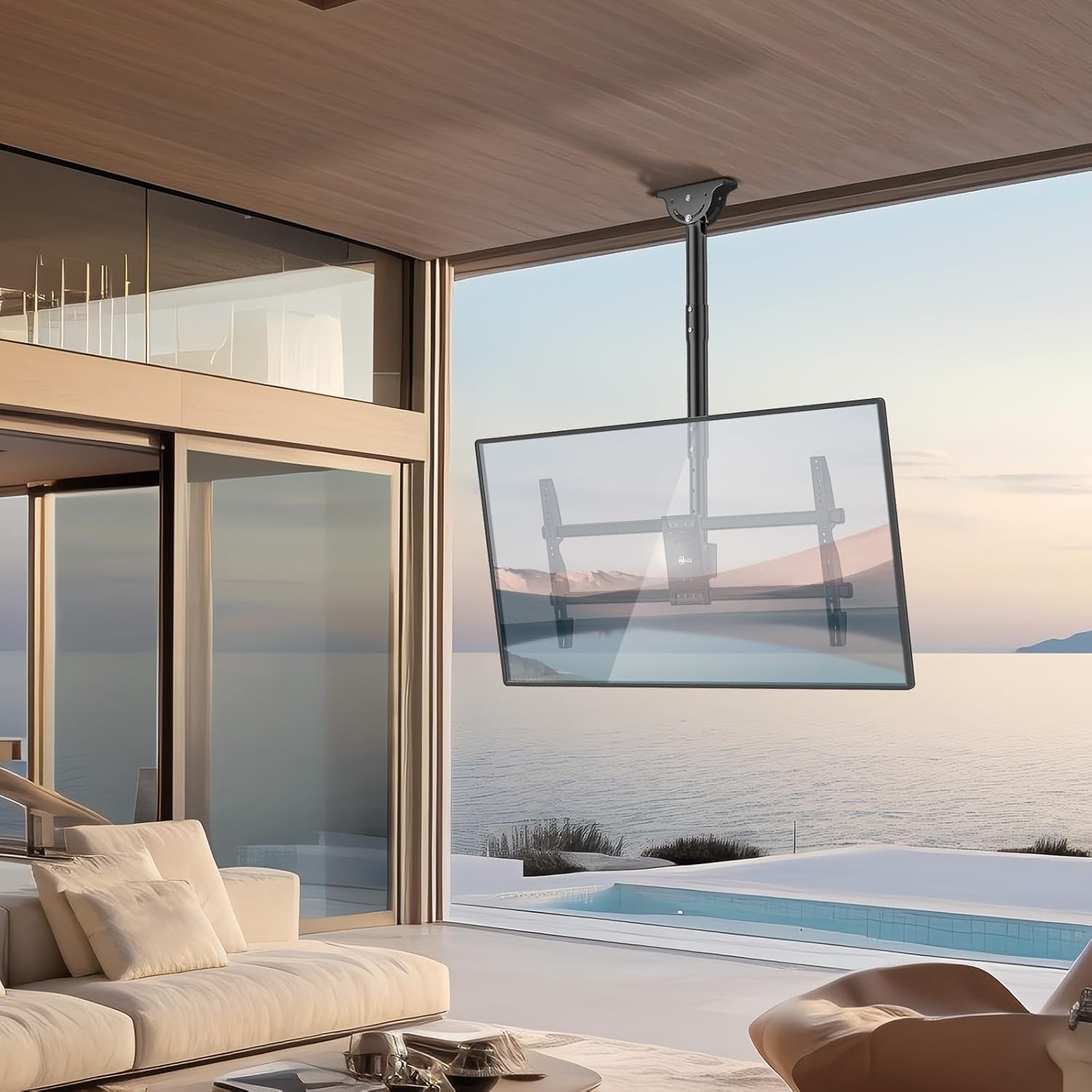 WALI Ceiling TV Mount for 37-90 inch + WALI TV Wall Mount Articulating LCD Monitor Full Motion 15 inch Extension Arm