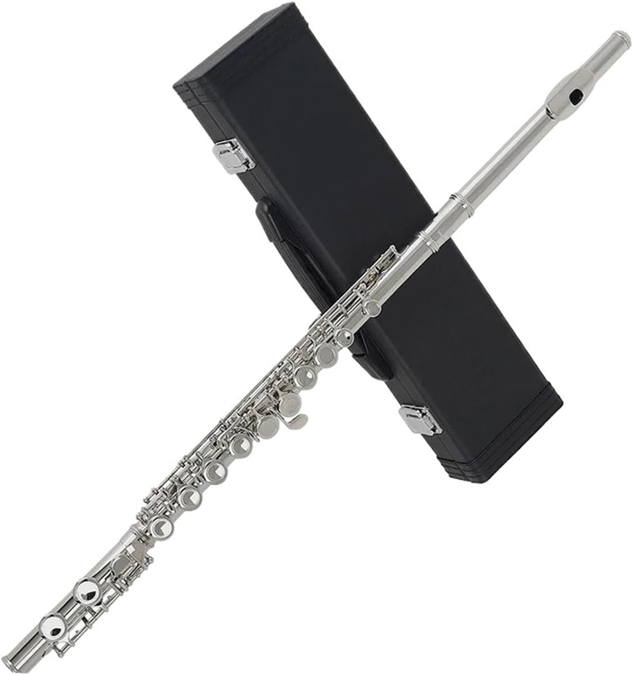 16 Holes Flute C Tone Closed Hole Silver Plated Cupronickel Flute Woodwind Instrument With Leather Case